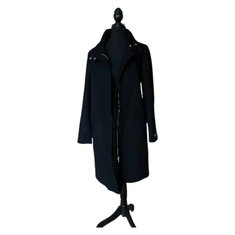 Le Chateau Classic Black Wool Blend Coat - Picture 6 of 7